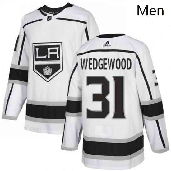 Mens Adidas Los Angeles Kings 31 Scott Wedgewood Authentic White Away NHL Jersey